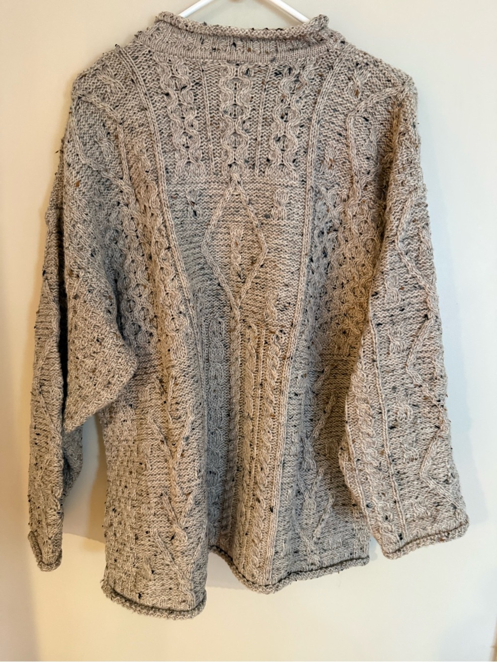 Carraig Donn Irish American Embroidered Cable Knit Sweater - Heather Taupe Color - Picture 4 of 6